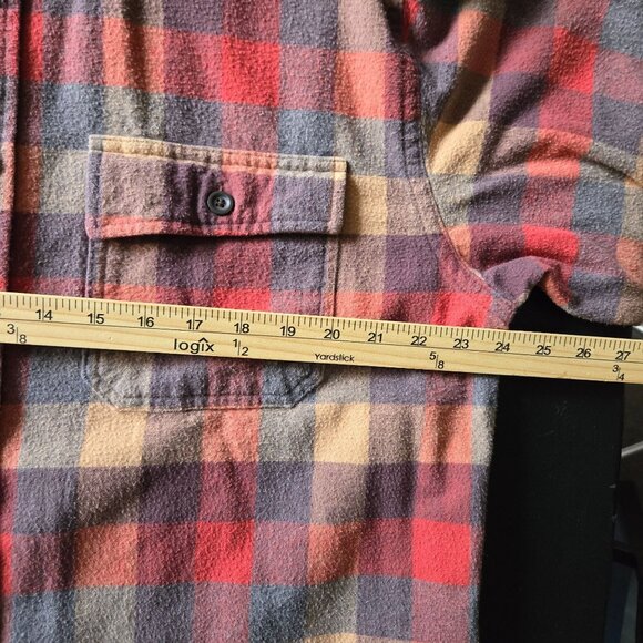 Vintage Retro L.L. Bean Mens Flannel Shirt Barn Chore L Plaid Button Up Long Sle - Picture 6 of 8